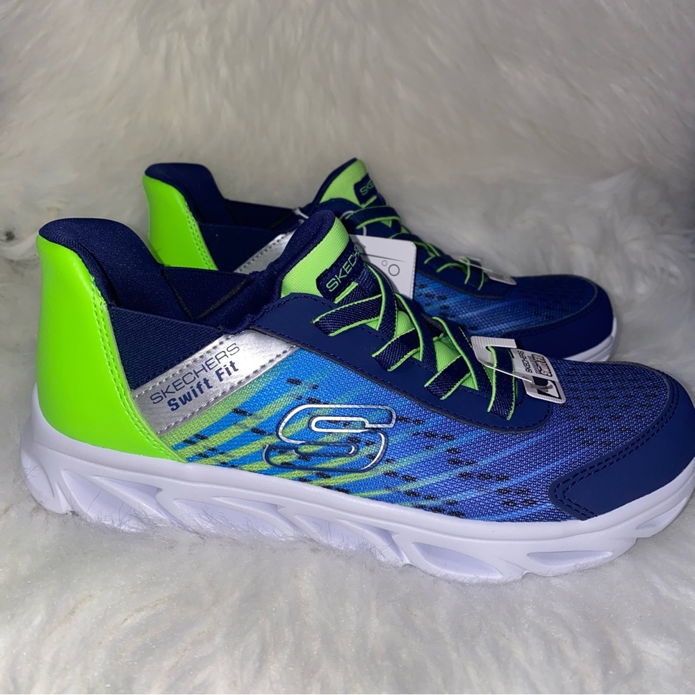 Skechers Sneakers Boys Swift Fit size 4 New in box Lime navy - Picture 7 of 10